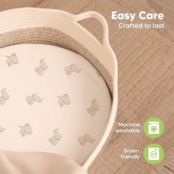 2-Pack Baby Bassinet Sheets Girl,Boy - Viscose Derived from Bamboo Fitted Bassinet Sheets Compatible with Halo Bassinest Swivel Sleeper,Baby Delight,Graco Bedside Bassinet Mattress Sheet (Butterflies)