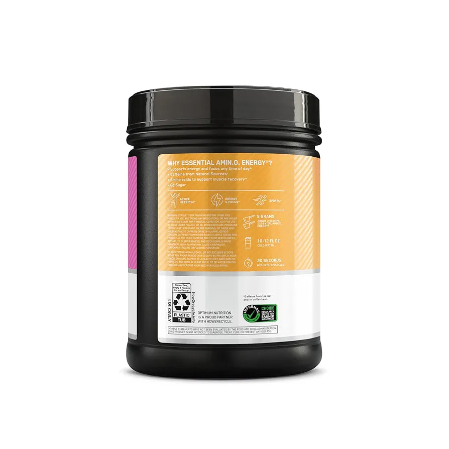 Optimum Nutrition New Flavor Amino Energy - Pre Workout with Green Tea, BCAA, Amino Acids, Keto Friendly, Green Coffee Extract, Energy Powder - Tropical Sunrise, 65 Servings 