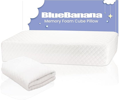 Cube Pillow for Side Sleepers, Pain Reduction Cube Memory Foam Pillow with Extra Pillow Cover | Pillow Cube Provide Head and Neck Support | 24 Inch Square Pillows, White