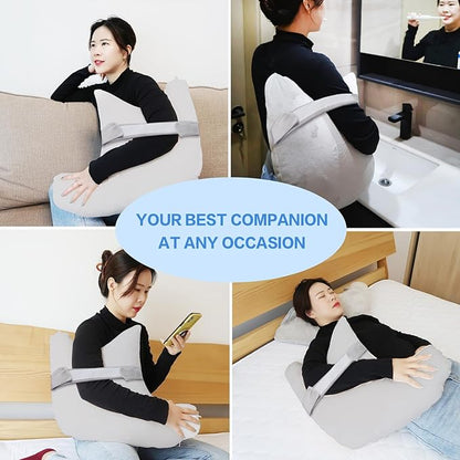Shoulder Surgery Pillow, Ergonomic Rotator Cuff Pillow, Comfortable Post Shoulder Surgery Pillow, Adjustable Structure Provide Support, Shoulder Pain Relief (Grey, Arm & Shoulder Strap)