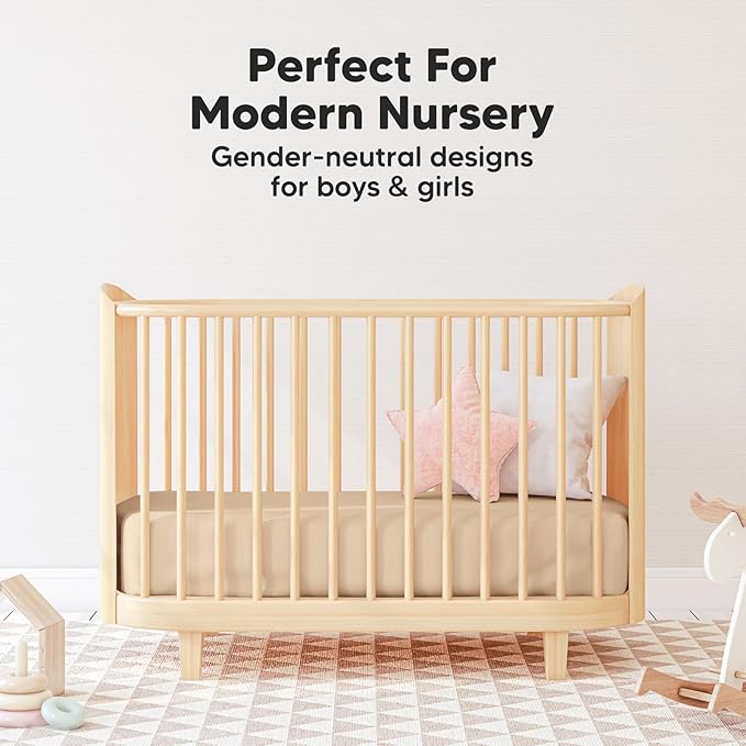 Pack and Play Sheets Fitted, 2-Pack Mini Crib Sheets - Pack N Play Sheets, Organic Fitted Crib Sheet for Pack and Play Mattress, Playard Baby Crib Sheets, Crib Sheets Neutral for Boys, Girls (Rust)