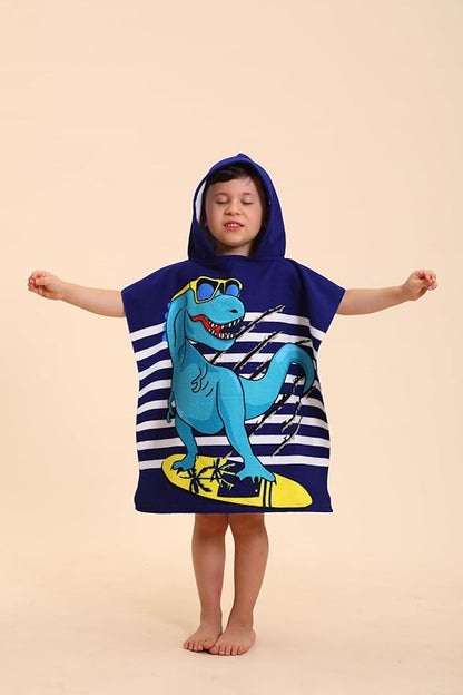 Dinosaur Hooded Towels for Kids, Poncho Beach Towels for Kids, Kids Beach Towels for Boys/Girls, Swimming Towels/Towel Robes/Wearable Towels/Pool Towels for Kids 2-10, Hooded Beach Towels for Toddler