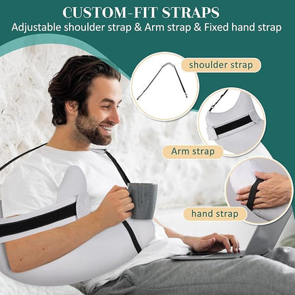 HARBOREST Shoulder Surgery Pillow with Straps & Pocket - Shoulder Pillow for Shoulder Pain, Rotator Cuff Pillow for Sleeping or Sitting, Shoulder Relief Pillow (Light Grey)