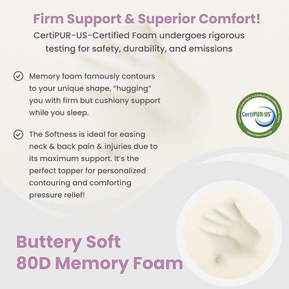 Insert, Plush Molded Memory Foam 80D - Can Use As Thin Sleeping Pillow for Stomach Sleeper. Ergonomic Size, Orthopedic Neck U Shaped Cutout: Ulta Soft High-Density Layer Support