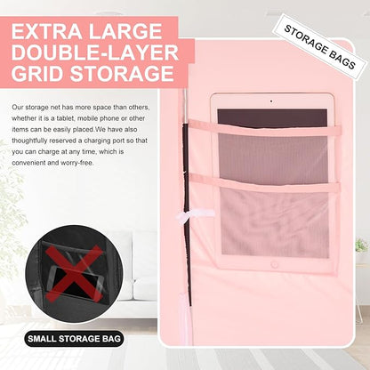 Bed Tent Bunk Twin Bed Canopy Dream Tents for Indoor Portable Blackout Tents Privacy Space Warm Breathable Sleeping Tents for Kids and Adult(Pink,Mattress Not Included) Reducing Light