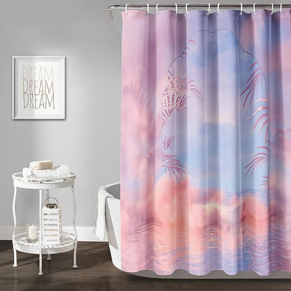 AILONEN Pink Wonderland Shower Curtain,Blue and Pink Sweet Bathroom Shower Curtain for Girls Kids Teens, 72" W*84" H Dream Sky Theme Shower Curtain Sets for Bathroom