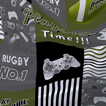 AILONEN Gamer Shower Curtain,Olive Green Ball Sports Waterproof Fabric Shower Curtain for Boys Kids Teens, 36" W*72" H Gaming Gamer Theme Shower Curtain Sets
