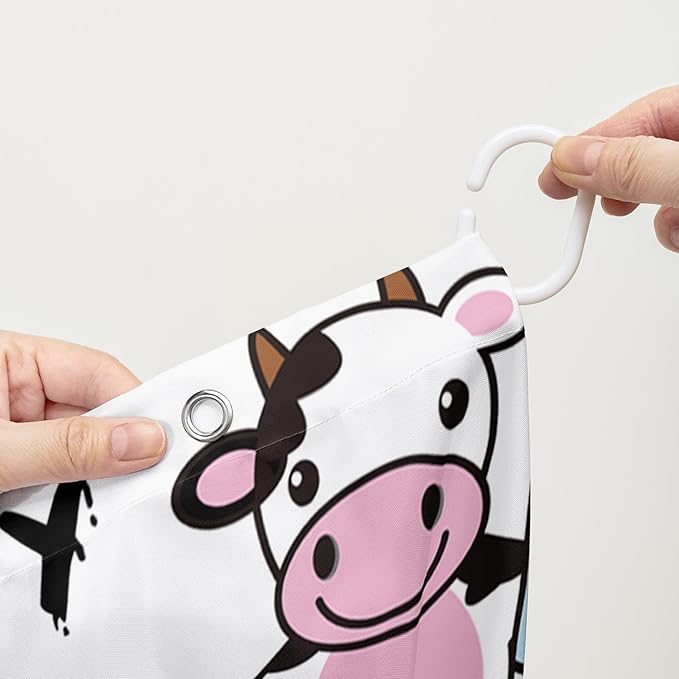 AILONEN Cute Cow Shower Curtain for Bathroom, Kids Children Cow Print Bathroom Curtain,Happy Cow Bath Curtain 72" W*78" H Polyester Waterproof Bathroom Curtain with 12 Hooks