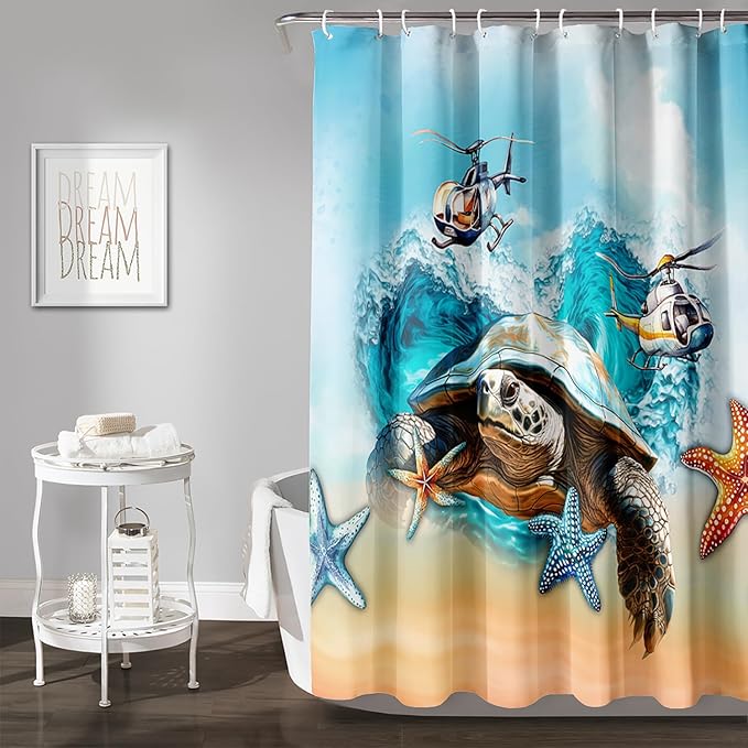 AILONEN Sea Turtle Shower Curtain for Bathroom, Ocean Beach Theme Bathroom Curtain,Tie Dye Animal Bath Curtain 72" W*96" H Polyester Waterproof Bathroom Curtain with 12 Hooks