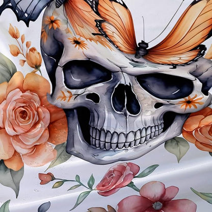 AILONEN 3D Sugar Skull Shower Curtain,Sunflower with Skeleton Design Shower Curtain Set with Hooks for Boys Girls,Butterfly Gothic Skull Waterproof Fabric Shower Curtain for Bathroom,72" W*72" H