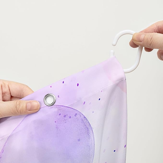 AILONEN Monster Shower Curtain for Bathroom, Cute Monster Purple Balloon Printed Bath Curtain,Women Girls Kids Minimalist Waterproof Fabric Shower Curtain Set with Hooks 72" W*72" H
