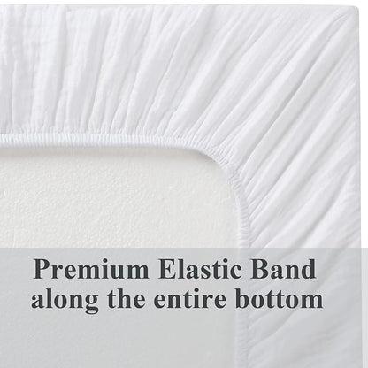 Muslin Bassinet Sheet Compatible with Baby Delight Beside Me Dreamer Bassinet, 2 Pack Cotton Stylish Boho Fitted Bassinet Sheets Super Soft for Baby White & Pink