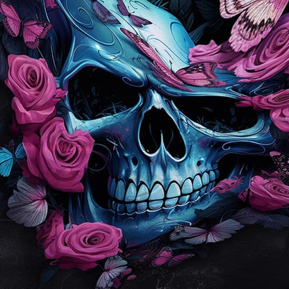 AILONEN 3D Skull Shower Curtain,Oil Ren Rose with Skeleton Design Shower Curtain Set with Hooks for Boys Girls Teens,Gothic Skull Waterproof Fabric Shower Curtain for Bathroom,48" W*72" H