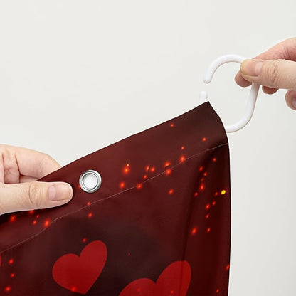 AILONEN Red Rose Shower Curtain for Bathroom, Romantic Eiffel Tower Love Hearts Printed Bathroom Curtain,60" W*72" H Polyester Waterproof Bath Curtain with 12 Hooks