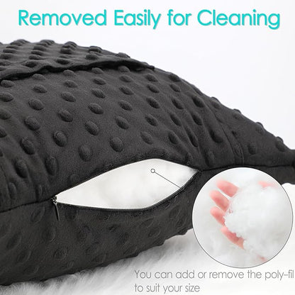 Heart Surgery Pillow Shock Absorbing for Open Heart Surgery After Bypass Coughing with 2 Pockets - Recovery Gifts with Hands Placement Pouch, Minky Dot Black