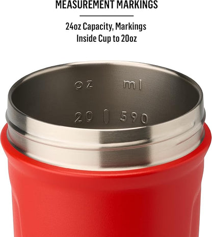 BlenderBottle Strada Twist Cap Shaker Cup Insulated Stainless Steel Water Bottle with Wire Whisk, 24-Ounce, Black