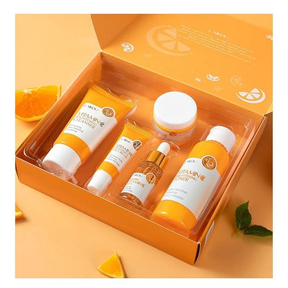 Vitamin C Skincare Set, 5-In-1 Skincare Gift Set With Cleanser, Toner, Face Serum, Face Cream, And Eye Cream, Skin Care Products For Teen Girls, Long-Lasting Moisturizing Skincare Set For Women Men