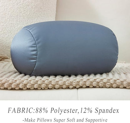 Microbead Body Pillow, Tube Microbead Bolster Bean Smooth Cool Pillow Neck Cervical Roll Pillow for Sleeping 7 x 12Inch Throw Travel Pillow (Cold Grey)