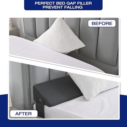 Full Size Bed Wedge Pillow for Headboard/Full Mattress, Bed Wedge Gap Filler Triangle Pillow Plus Long Bed Bolster Pillow for Space Between Bed and Headboard Loft College Dorm Room Essentials Grey
