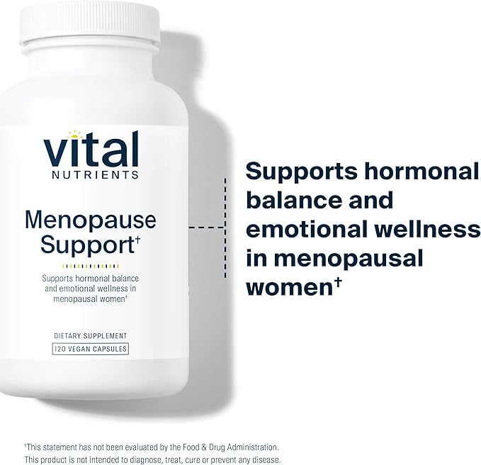 Vital Nutrients Menopause Support | Vegan Supplement for Women | Herbal Complex with Black Cohosh and Vitex Tree Berry for Hormone Balance Support* | Gluten, Dairy, Soy Free | 120 Capsules