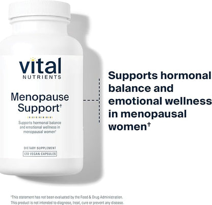 Vital Nutrients Menopause Support | Vegan Supplement for Women | Herbal Complex with Black Cohosh and Vitex Tree Berry for Hormone Balance Support* | Gluten, Dairy, Soy Free | 120 Capsules
