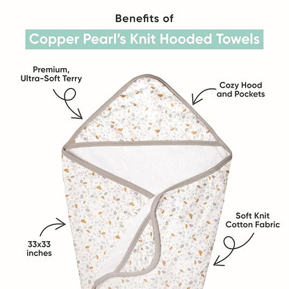 Copper Pearl Hooded Bath Towels Premium Knit/Terry Cloth Baby Towels with Hood, Pockets, and Cool Designs - Great to Gift and Make Bath Time Fun - Baby Bath Towel, Camel Stripe