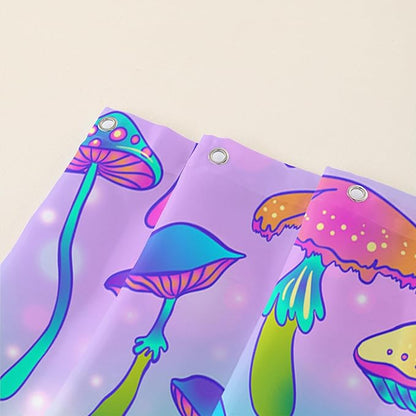 AILONEN Mushroom Shower Curtain for Bathroom,Blue Purple Mushroom Bath Curtain,Cute Cartoon Magic Fungus Decor Bathroom Curtain with 12 Plastic Hooks, 72" W x 84" H
