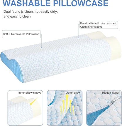 Memory Foam Pillows Side Sleeper Pillow for Neck Pain Relief Ergonomic Contour Cervical Pillow Shoulder Support Orthopedic Bed Pillow for Back Stomach Sleeping