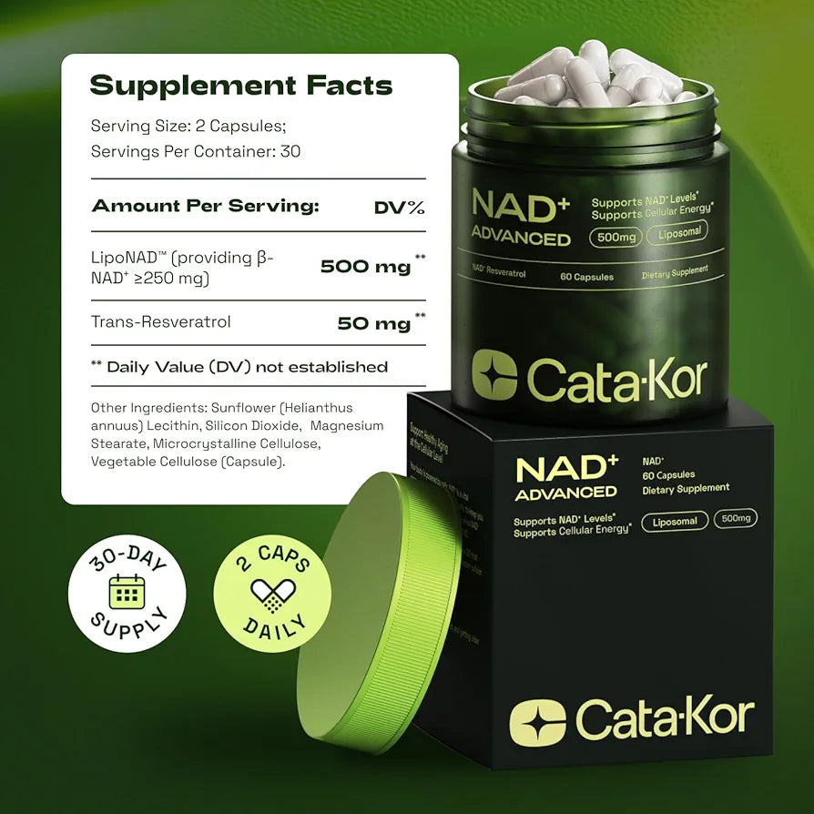 NMNH Supplement Alternative - Liposomal NAD w/Resveratrol - 60-Day Supply - High Purity NAD Supplement for Energy & Healthy Aging - 60 Capsules 