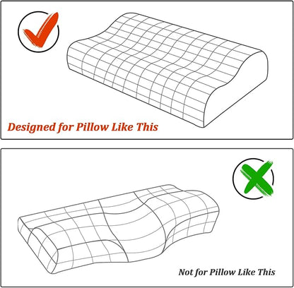 HOMBYS Satin Pillow Case for Contoured Support Pillow (DO NOT Include Pillow) -Zippered Pillow Cover for Neck Pillow for Cervical 1 Pack-Silky, Smooth and Breathable, Standard