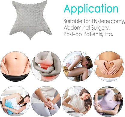 Heart Surgery Pillow Shock Absorbing for Open Heart Surgery After Bypass Coughing with 2 Pockets - Recovery Gifts with Hands Placement Pouch, Minky Dot Gray