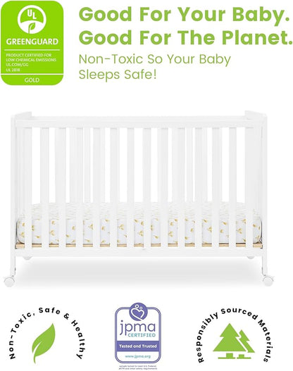Delta Children Simmons Kids Aria Full Size Portable Folding Crib - Greenguard Gold Certified, Bianca White