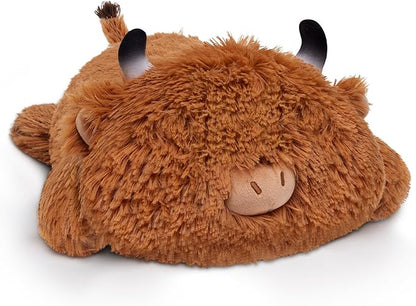 Cute Cow Plush Pillow, Kawaii Plushies Highland Cow Stuffed Toys, Squishy Plushies, Cuddle Plush Pillow for Boys & Girls