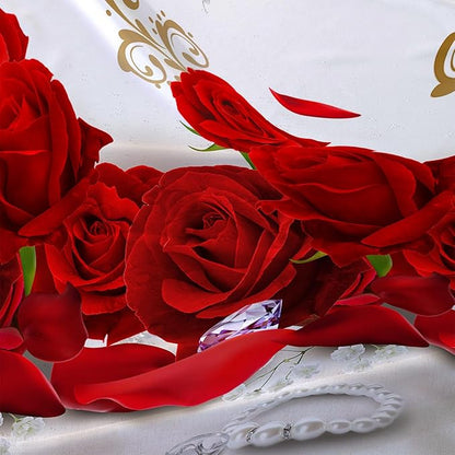 AILONEN Rose Flower Shower Curtain for Bathroom,Red Rose Bathroom Curtain for Girls Women,Romantic Flower Bath Curtain 48" W*72" H Polyester Waterproof Bathroom Curtain with 12 Hooks
