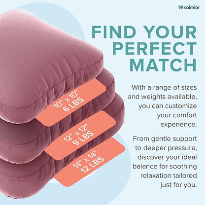 Calmier - 9 lb Sensory Weighted Pillow - Glass Bead Filled Hug Pillow - Ultra Plush Cozy Weighted Pillows for Adults and Kids - Child Sensory Pillow - Weighted Lap Pad (Pink - Minky, 9 LBS)