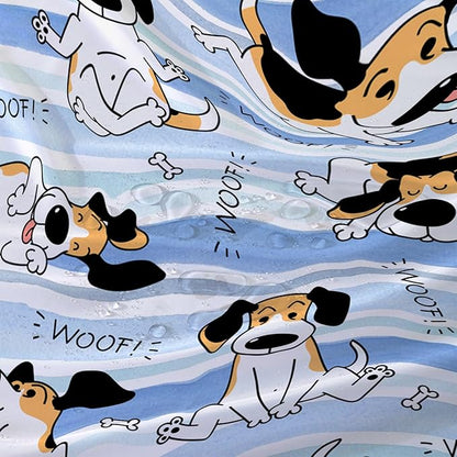 AILONEN Cartoon Dog Shower Curtain,Funny Beagle Active Dog Printed Shower Curtain, 60" W*72" H Waterproof Happy Cartoon Pet Dog Curtain with Grommets and 12 Hooks