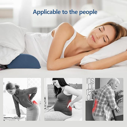 Lumbar Support Pillow for Sleeping Memory Foam Back Lumbar Support Cushion for Lower Back Pain Relief, Back Support Bed Pillow Waist Support Back Sleepers (Dark Blue)