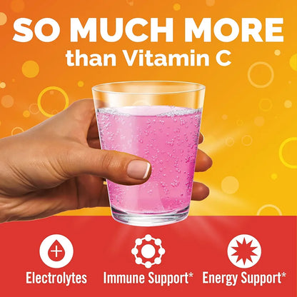 Emergen-C 1000mg Vitamin C Immune Support Powder Raspberry 30CT includes Zinc, Manganese, 7 B Vitamins and Electrolytes for Back to School Essentials