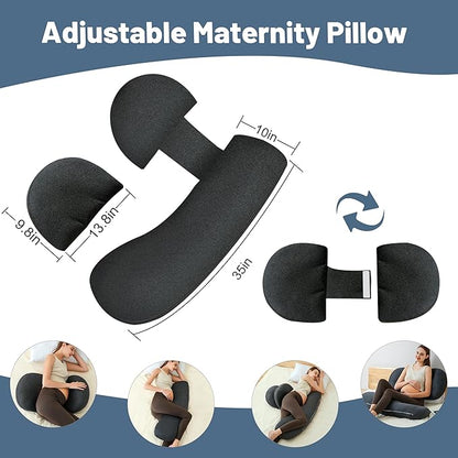Pregnancy Pillow - Maternity Pillow for Pregnant Women, Pregnancy Body Pillow with Adjustable and Removable Cooling Cover, Support for Back, Legs, and Belly of Pregnant Women