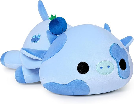 Onsoyours Cute Cow Plushie, Soft Stuffed Blueberry Cow Squishy Plush Animal Toy Pillow for Kids (Blueberry Cow, 9")