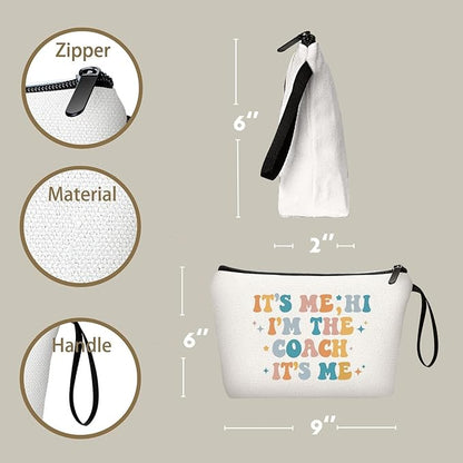 Coach Appreciation Thank You Gifts for Soccer Volleyball Basketbal Cheer Gymnastics Football Coach Funny Makeup Bag Women Its Me Hi Christmas