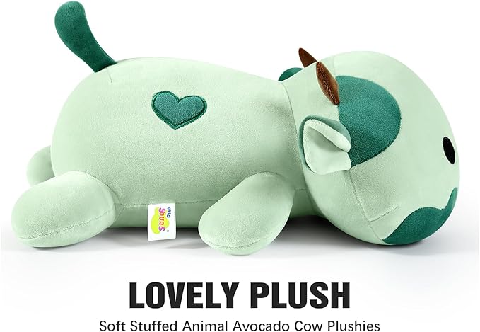 Onsoyours Cute Cow Plushie, Soft Stuffed Avocado Cow Squishy Plush Animal Toy Avocado Pillow for Kids (Avocado Cow A, 12")