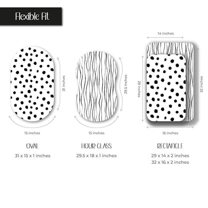 Bassinet Sheet Set 2 Pack 100% Jersey Cotton Black and White Abstract Stripes and Dots by Ely's & Co