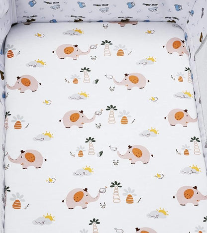 Bassinet Fitted Sheets Compatible with SNOO Happiest Baby Oval Bassinet, 2 Pack, 100% Jersey Knit Cotton 190GSM, Ultra Soft Breathable, Fox Deer and Elephant