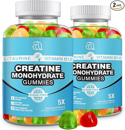 2 Pack Creatine Monohydrate Gummies 5000mg for Men & Women, 160 Count Chewable Creatine for Muscle Strength, Energy Boost, Muscle Builder, Creatine Supplement Made in USA