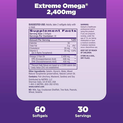 Natrol Omega-3 Extreme,Lemon 60-Count (Pack of 12)