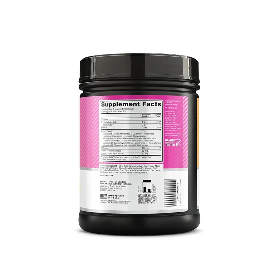 Optimum Nutrition New Flavor Amino Energy - Pre Workout with Green Tea, BCAA, Amino Acids, Keto Friendly, Green Coffee Extract, Energy Powder - Tropical Sunrise, 65 Servings 
