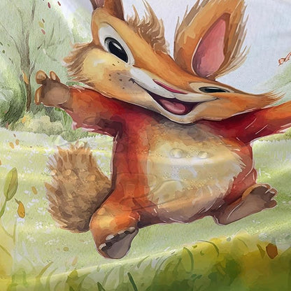 AILONEN Cartoon Cute Squirrel Shower Curtain,Kawaii Squirrel Bathroom Curtains for Kids,Girls,Tie Dye Tree Shower Curtains Set with Hooks for Bathroom,60" W*72" H