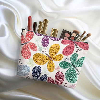 Colorful Butterfly Makeup Bag Cosmetic Bag Butterfly Gifts for Women Girls Friend Sister Daughter Butterflies Lovers Gifts Travel Organizer Zipper Pouch Graduation Birthday Friendship Gifts