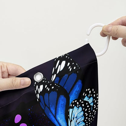 AILONEN Butterfly Shower Curtain for Bathroom Mystic Purple Galaxy Starry Decor Bath Curtain 72" W*78" H Polyester Fabric Waterproof Bathroom Curtain with 12 Hooks